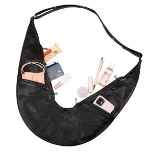 SASH Bag Black Crossbody Genuine Leather Bag with Adjustable Strap